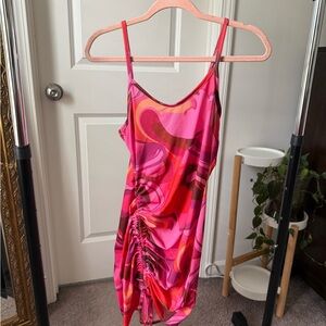 Vibrant Pink and Red Swirl Dress